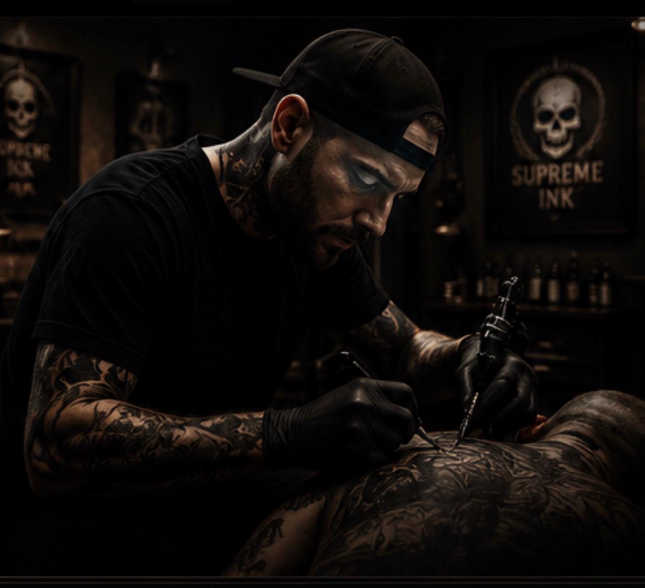 Tätowierer bei der Arbeit in einem Supreme Ink Studio