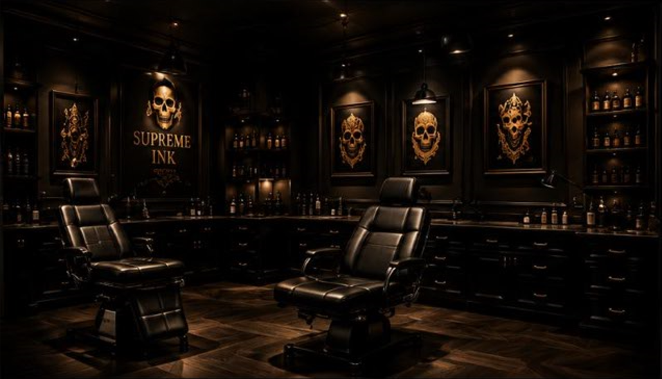 Supreme Ink Studio-Innenraum mit Tattoo-Arbeitsplätzen