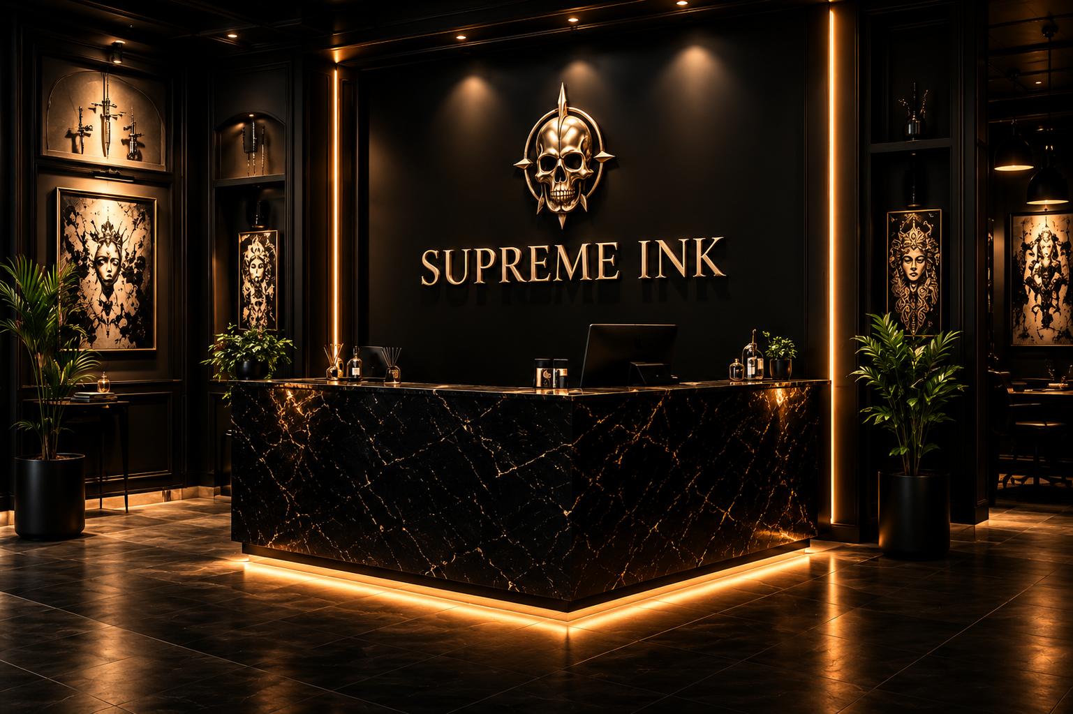Luxuriöses Supreme Ink Studio mit Marmorempfang